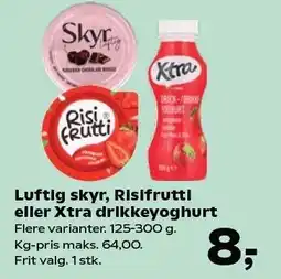 SuperBrugsen Luftig skyr, Risifrutti eller Xtra drikkeyoghurt tilbud