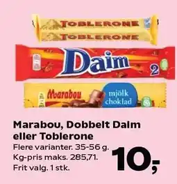 SuperBrugsen Marabou, Dobbelt Daim eller Toblerone tilbud