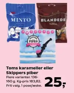 SuperBrugsen Toms karameller eller Skippers piber tilbud