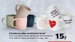 SuperBrugsen Citatkrus eller ensfarvet krus tilbud