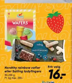 Bilka Nordthy rainbow vafler eller Salling ladyfingers tilbud