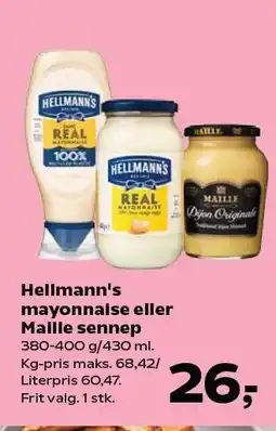 Kvickly Hellmann's mayonnaise eller Maille sennep tilbud
