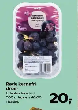 Kvickly Røde kernefri druer tilbud