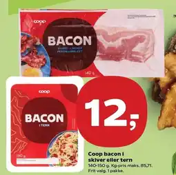 Kvickly Coop bacon i skiver eller tern tilbud