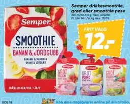 Bilka Semper drikkesmoothie, grød eller smoothie pose tilbud