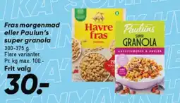 Bilka Fras morgenmad eller Paulun's super granola tilbud