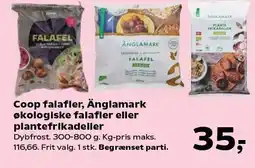 Kvickly Coop falafler, Änglamark økologiske falafler eller plantefrikadeller tilbud
