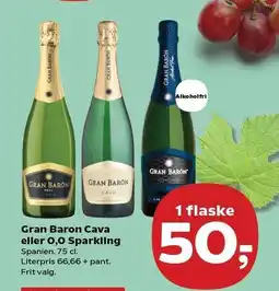 Kvickly Gran Baron Cava eller 0,0 Sparkling tilbud