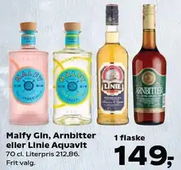 Kvickly Malfy Gin, Arnbitter eller Linie Aquavit tilbud