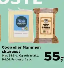 Kvickly Coop eller Mammen skæreost tilbud