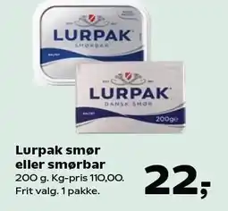 Kvickly Lurpak smør eller smørbar tilbud