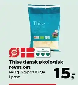 Kvickly Thise dansk økologisk revet ost tilbud