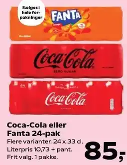 Kvickly Coca-Cola eller Fanta 24-pak tilbud
