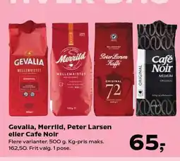 Kvickly Gevalia, Merrild, Peter Larsen eller Cafe Noir tilbud