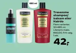 Kvickly Tresemme shampoo/balsam eller halrdo tilbud