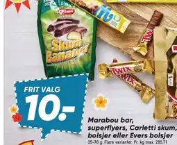 Bilka Marabou bar, superflyers, Carletti skum, bolsjer eller Evers bolsjer tilbud