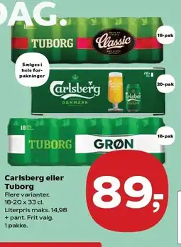 Kvickly Carlsberg eller Tuborg tilbud