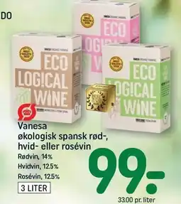 REMA 1000 Vanesa økologisk spansk rød-, hvid- eller rosévin tilbud