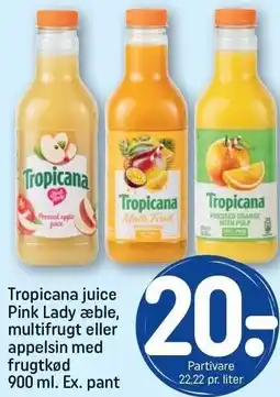 REMA 1000 Tropicana juice Pink Lady æble, multifrugt eller appelsin med frugtkød tilbud