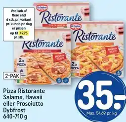 REMA 1000 Pizza Ristorante Salame, Hawaii eller Prosciutto tilbud