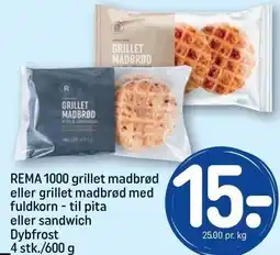 REMA 1000 REMA 1000 grillet madbrød eller grillet madbrød med fuldkorn - til pita eller sandwich tilbud