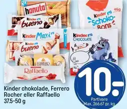 REMA 1000 Kinder chokolade, Ferrero Rocher eller Raffaello tilbud