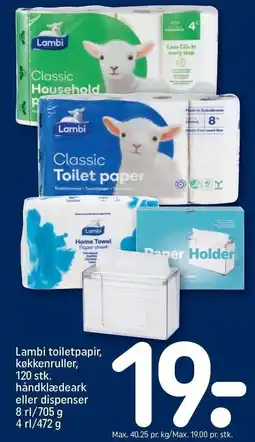 REMA 1000 Lambi toiletpapir, køkkenruller, 120 stk. håndklædeark eller dispenser tilbud