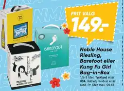 Bilka Noble House Riesling, Barefoot eller Kung Fu Girl Bag-in-Box tilbud