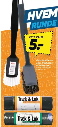 Bilka Opvaskebørste eller Træk&Luk affaldsposer tilbud