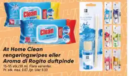 Bilka At Home Clean rengøringswipes eller Aroma di Rogito duftpinde tilbud
