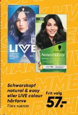 Bilka Schwarzkopf natural & easy eller LIVE colour hårfarve tilbud