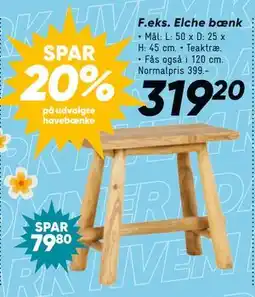 Bilka SPAR 20% på udvalgte havebænke tilbud