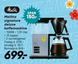 Bilka Melitta signature deluxe kaffemaskine tilbud