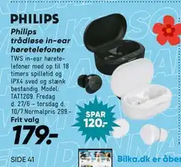 Bilka Philips trådløse in-ear høretelefoner tilbud