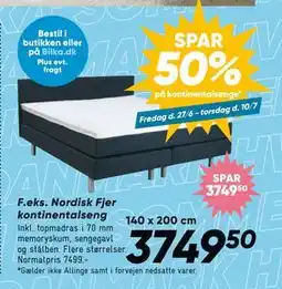 Bilka Nordisk Fjer kontinentalseng tilbud