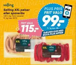 Bilka Salling XXL pølser eller spareribs tilbud
