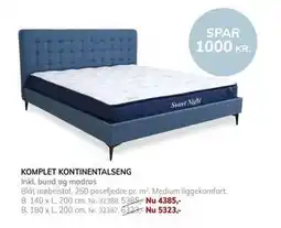 Daells Bolighus KOMPLET KONTINENTALSENG Inkl. bund og madras tilbud