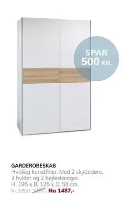 Daells Bolighus GARDEROBESKAB tilbud