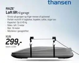 Thansen Loft lift til garage tilbud