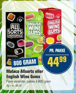 Otto Duborg Malaco Allsorts eller English Wine Gums tilbud