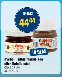 Otto Duborg d'arbo Hindbærmarmelade eller Nutella mini tilbud
