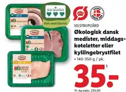 Lidl VILSTRUPGÅRD Økologisk dansk medister, middags- koteletter eller tilbud