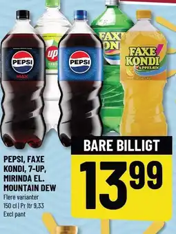 Løvbjerg PEPSI, FAXE KONDI, 7-UP, MIRINDA EL. MOUNTAIN DEW tilbud