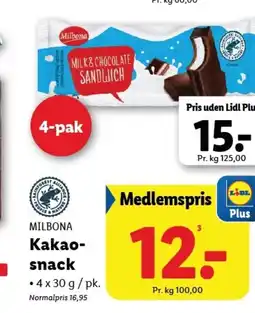 Lidl MILBONA Kakao- snack tilbud