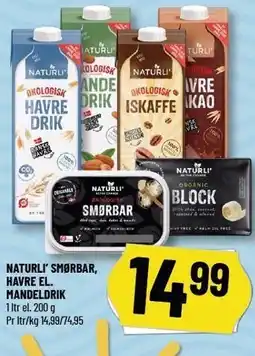 Løvbjerg NATURLI' SMØRBAR, HAVRE EL. MANDELDRIK tilbud
