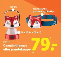 Lidl CRIVIT® Campinglampe eller pandelampe tilbud