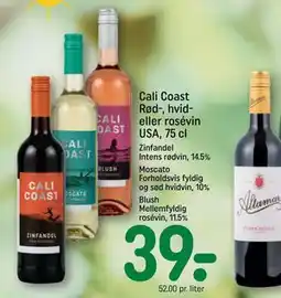 REMA 1000 Cali Coast Rød-, hvid- eller rosévin USA, 75 cl tilbud