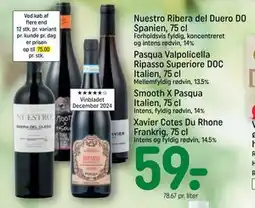 REMA 1000 Pasqua Valpolicella Ripasso Superiore DOC Italien, 75 cl tilbud