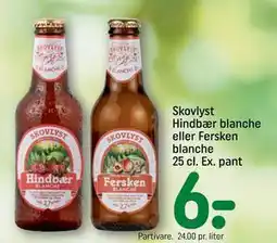 REMA 1000 Skovlyst Hindbær blanche eller Fersken blanche 25 cl. Ex. pant tilbud