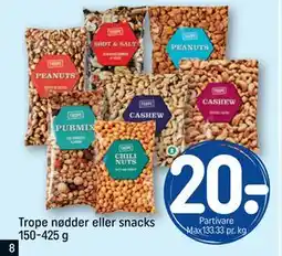 REMA 1000 Trope nødder eller snacks 150-425 g tilbud